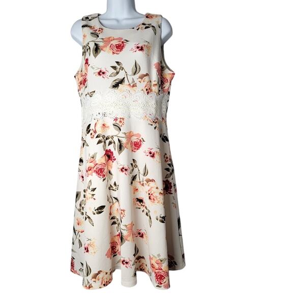 White Floral Lace Midi Dress Size 12 Wedding Guest Graduation Romantic Homeyee - Picture 1 of 8